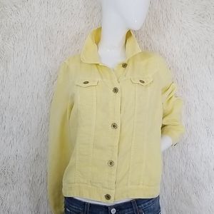 CHICOS Linen jacket coat yellow size 0 plussize